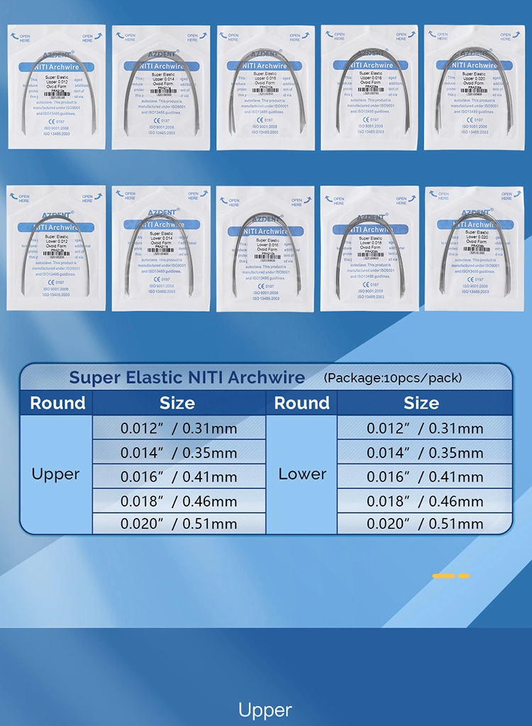 Azdent Dental Supplies Excellent Dental Orthodontic Arch Wire Super Elastic Niti Archwire Ovoid Form 012 Upper