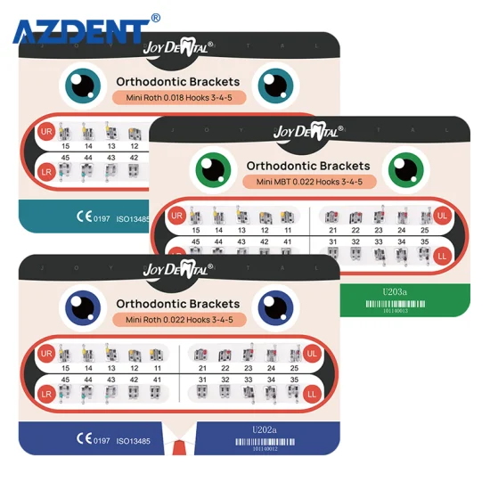Supports monoblocs dentaires orthodontiques MIM Roth 0,018 /022 avec 3